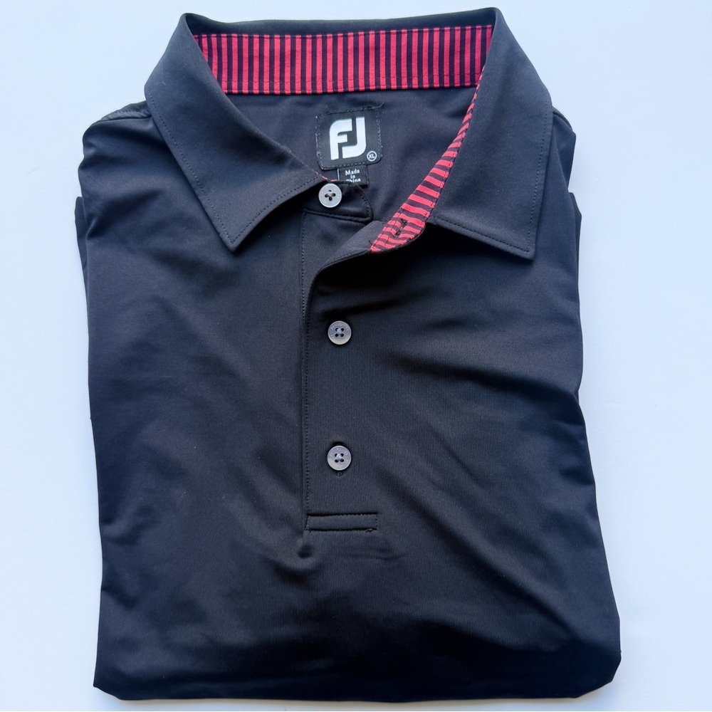 FootJoy Solid Black Golf Polo Shirt | Size XL | Performance Fit